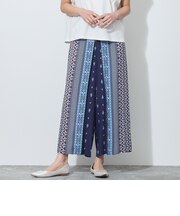 【WALDO】パネル柄幾何学プリント巻きスカート風パンツ