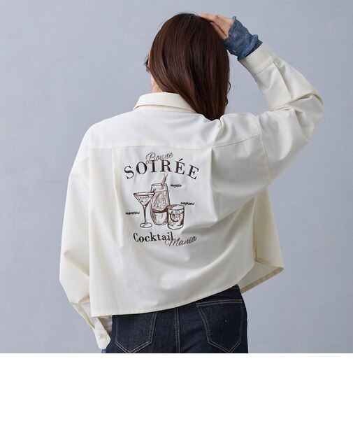 バック刺繍クロップドシャツ