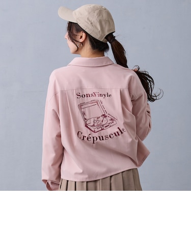 バック刺繍クロップドシャツ