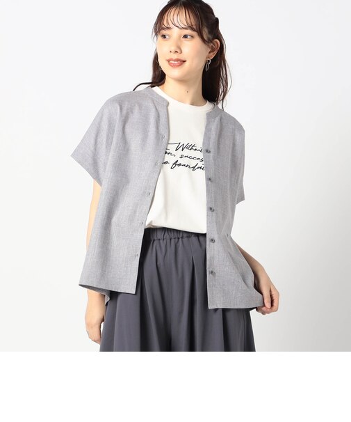 リネンライク　半袖シャツ