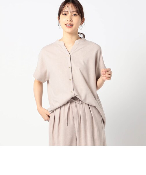 リネンライク　半袖シャツ