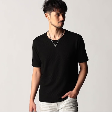 ジオメトリックジャカード半袖プルオーバー