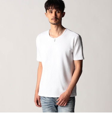 ジオメトリックジャカード半袖プルオーバー