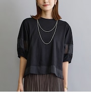 シアー切り替えTシャツ