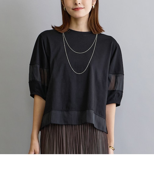 シアー切り替えTシャツ