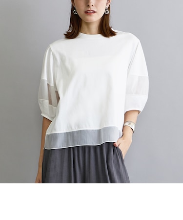 シアー切り替えTシャツ