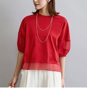 シアー切り替えTシャツ