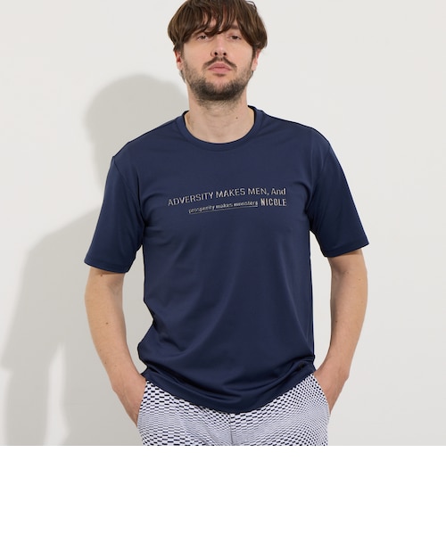 サッカ−ストライプVネックTシャツ