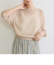 ラメ混メッシュ編みプルオーバー