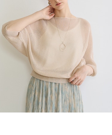 ラメ混メッシュ編みプルオーバー