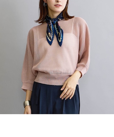 ラメ混メッシュ編みプルオーバー