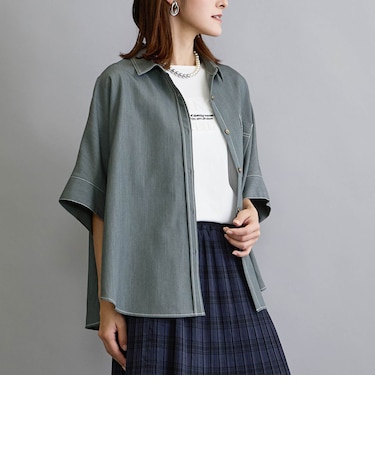 デニムライク半袖シャツ