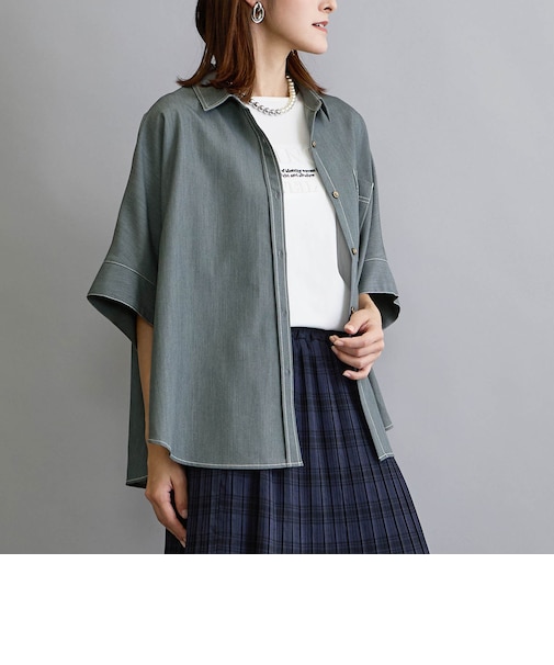 デニムライク半袖シャツ