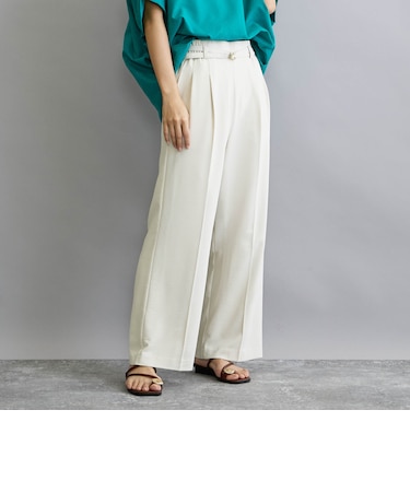 【セットアップ対応】ベルト付きタックパンツ