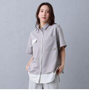 レイヤードライク半袖オーバーシャツ