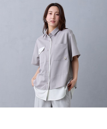 レイヤードライク半袖オーバーシャツ