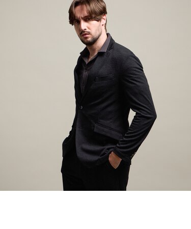 【HIDEAWAYS BLACK】ジオメトリックシアージャカードジャケット