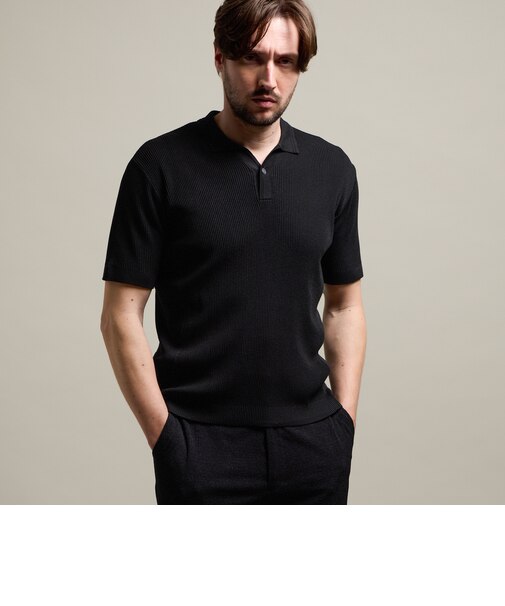 【HIDEAWAYS BLACK】スキッパーニットポロシャツ