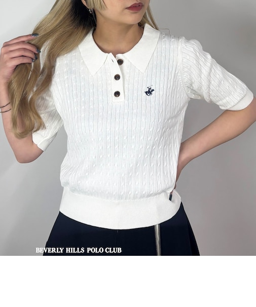 【BEVERLY HILLS POLO CLUB】ケーブルポロニット