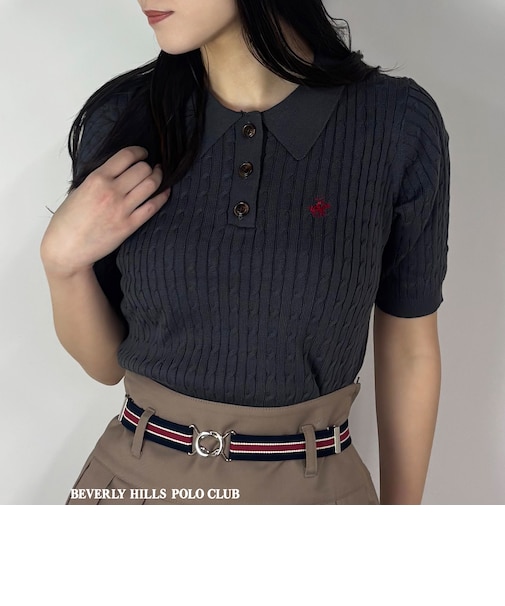 【BEVERLY HILLS POLO CLUB】ケーブルポロニット