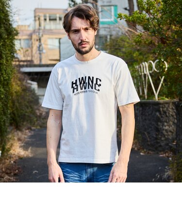 ピグメント加工ロゴプリント半袖Tシャツ