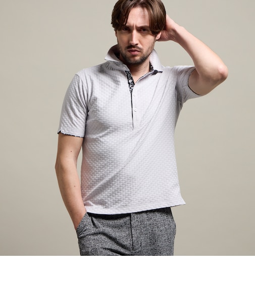 【HIDEAWAYS BLACK】バスケットリンクスジャガードポロシャツ