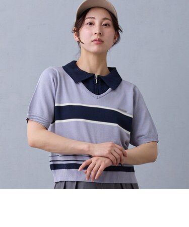 レイヤードカラージップポロシャツ