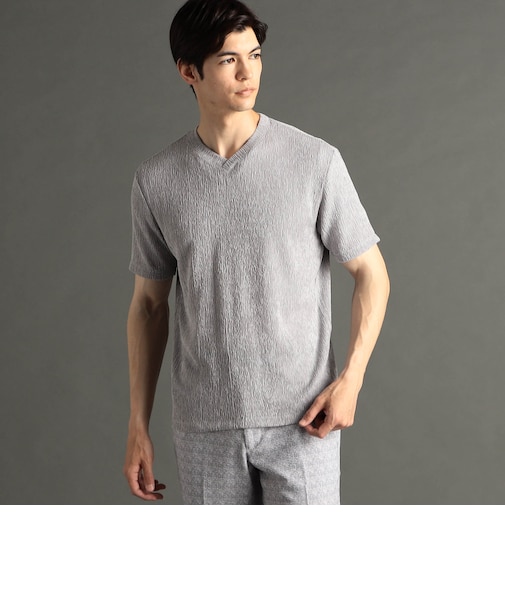 メランジジャカードニット VネックTシャツ
