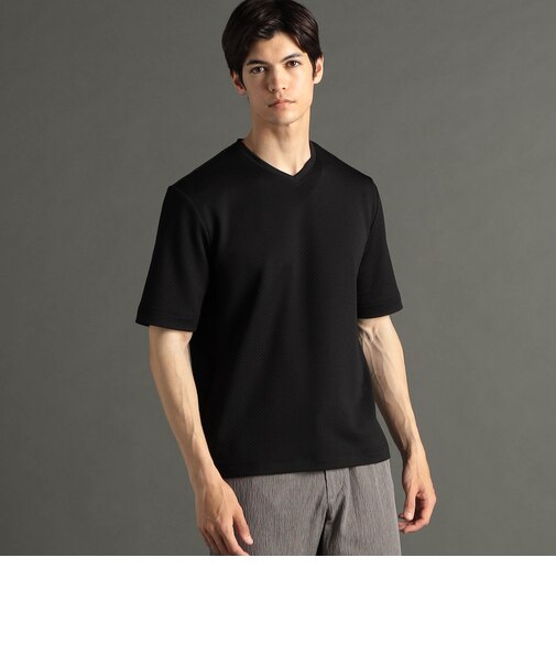 グラフィックジャカード VネックレギュラーフィットTシャツ