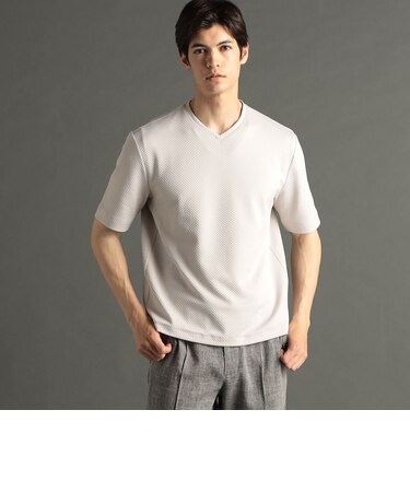 グラフィックジャカード VネックレギュラーフィットTシャツ