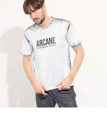 ハケメ×ロゴ柄半袖Tシャツ