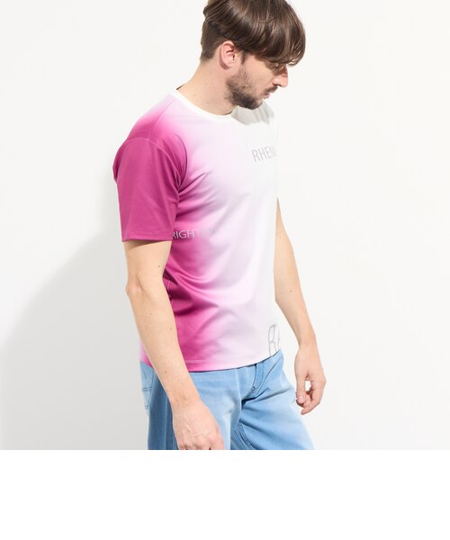 【新品】グラデーションTシャツ 着丈調節可 ノーソーイングニット M ピンク 新品】グラデーションTシャツ 着丈調節可 ノーソーイングニット M