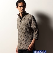 【RIELABO】アラカルトワッシャープリント7分袖シャツ