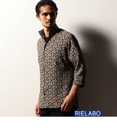 【RIELABO】アラカルトワッシャープリント7分袖シャツ