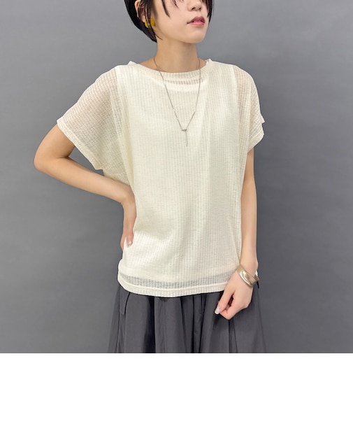 透け感のあるシアートップス×タンクセット