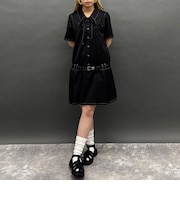 ボックスプリーツミニワンピース