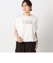 シルバー箔プリント タックショルダーカットソー