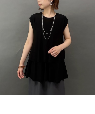 接触冷感　大人かわいいティアードフレンチトップス