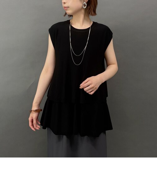 接触冷感　大人かわいいティアードフレンチトップス