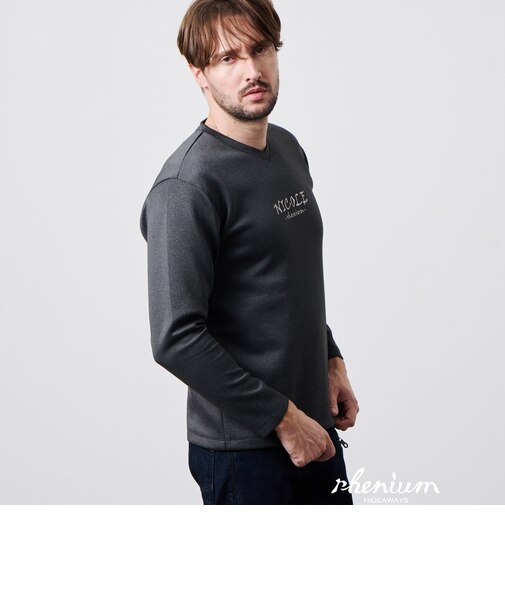 【WEB限定】ストレッチポンチジェルプリントVネック長袖Tシャツ