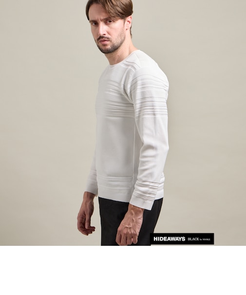 【HIDEAWAYS BLACK】切替タックボーダー長袖ニット