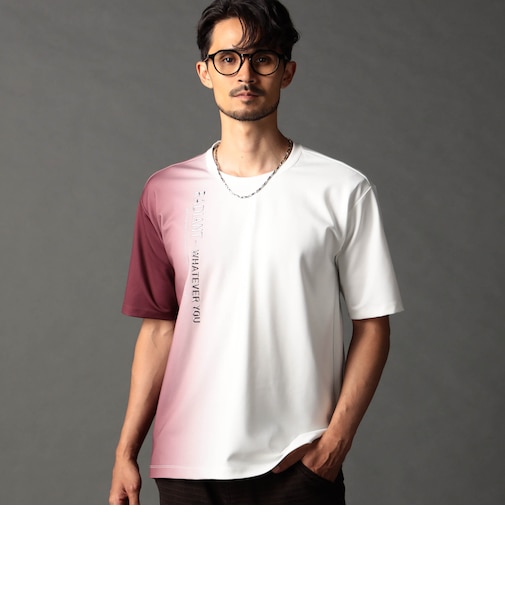 ストレッチポンチ　縦ロゴグラデーションTシャツ