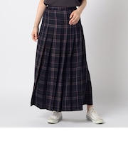 チェック柄 タックロングスカート