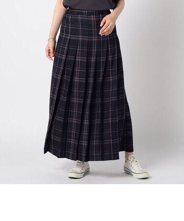 チェック柄 タックロングスカート