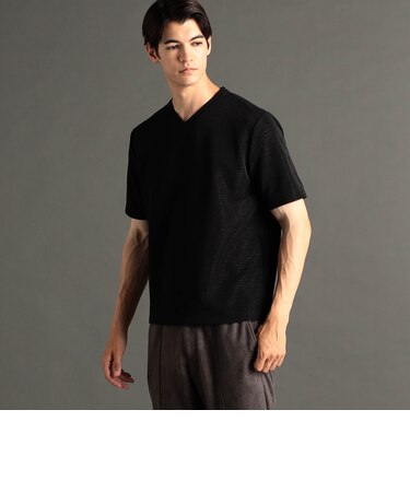 ウエーブタックジャカード VネックTシャツ
