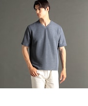 ウエーブタックジャカード VネックTシャツ