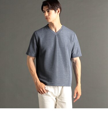 ウエーブタックジャカード VネックTシャツ