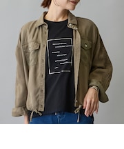 箔入りロゴプリント7分袖ラグランTシャツ