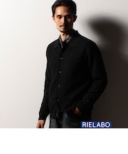 【RIELABO】グリッターブロックチェックニットシャツ