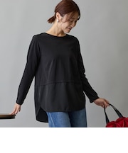 布帛ヘムドッキングロングスリーブTシャツ